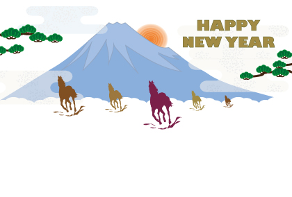 2025午年のウマのイラスト年賀状素材