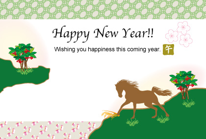 2025午年のウマのイラスト年賀状素材