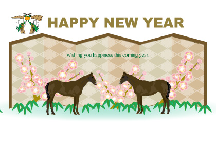 2025午年のウマのイラスト年賀状素材