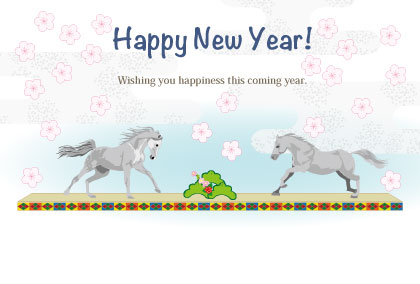 2025午年のウマのイラスト年賀状素材